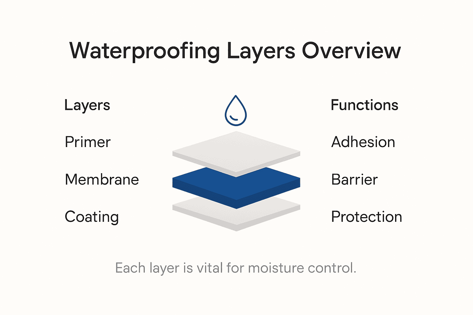 Infographic of waterproofing layer structure