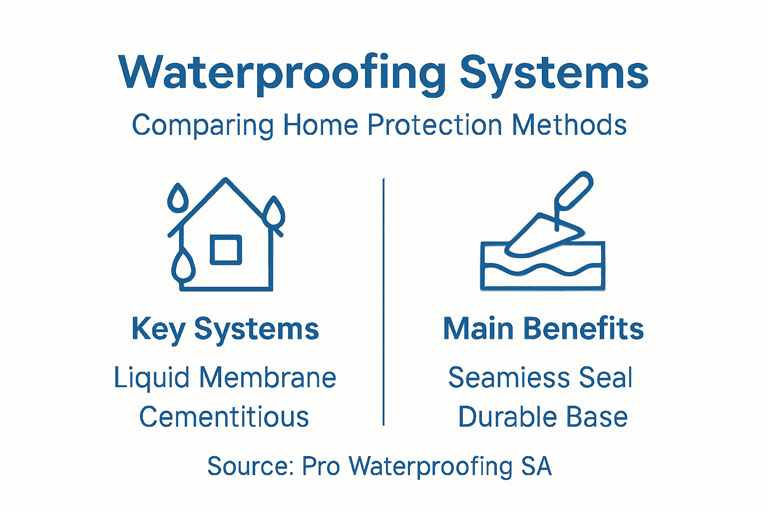 Infographic comparing waterproofing systems and benefits