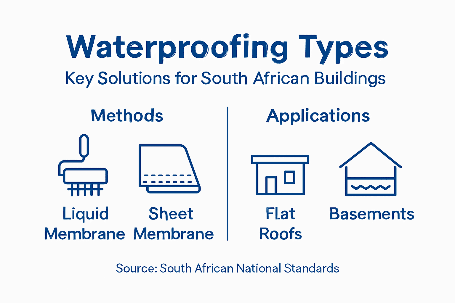 Infographic of main waterproofing solution types