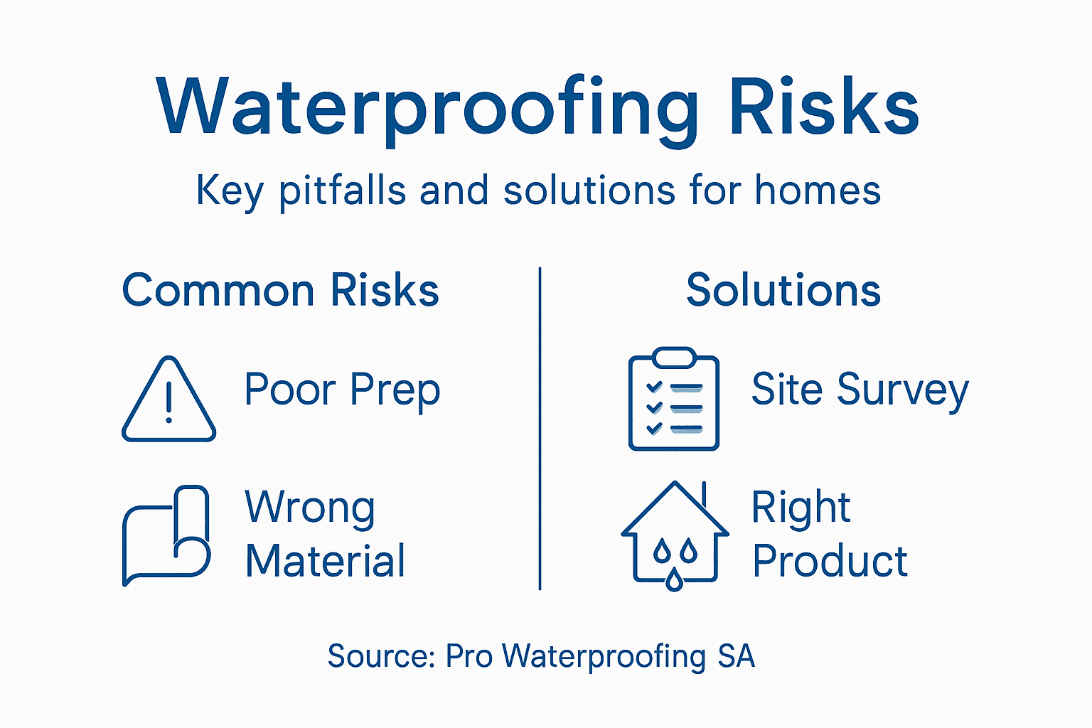 Infographic showing waterproofing risks and solutions