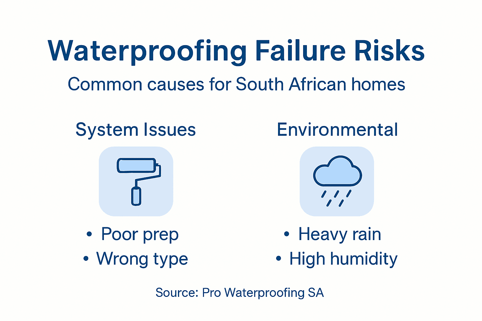 Infographic showing key waterproofing failure risks