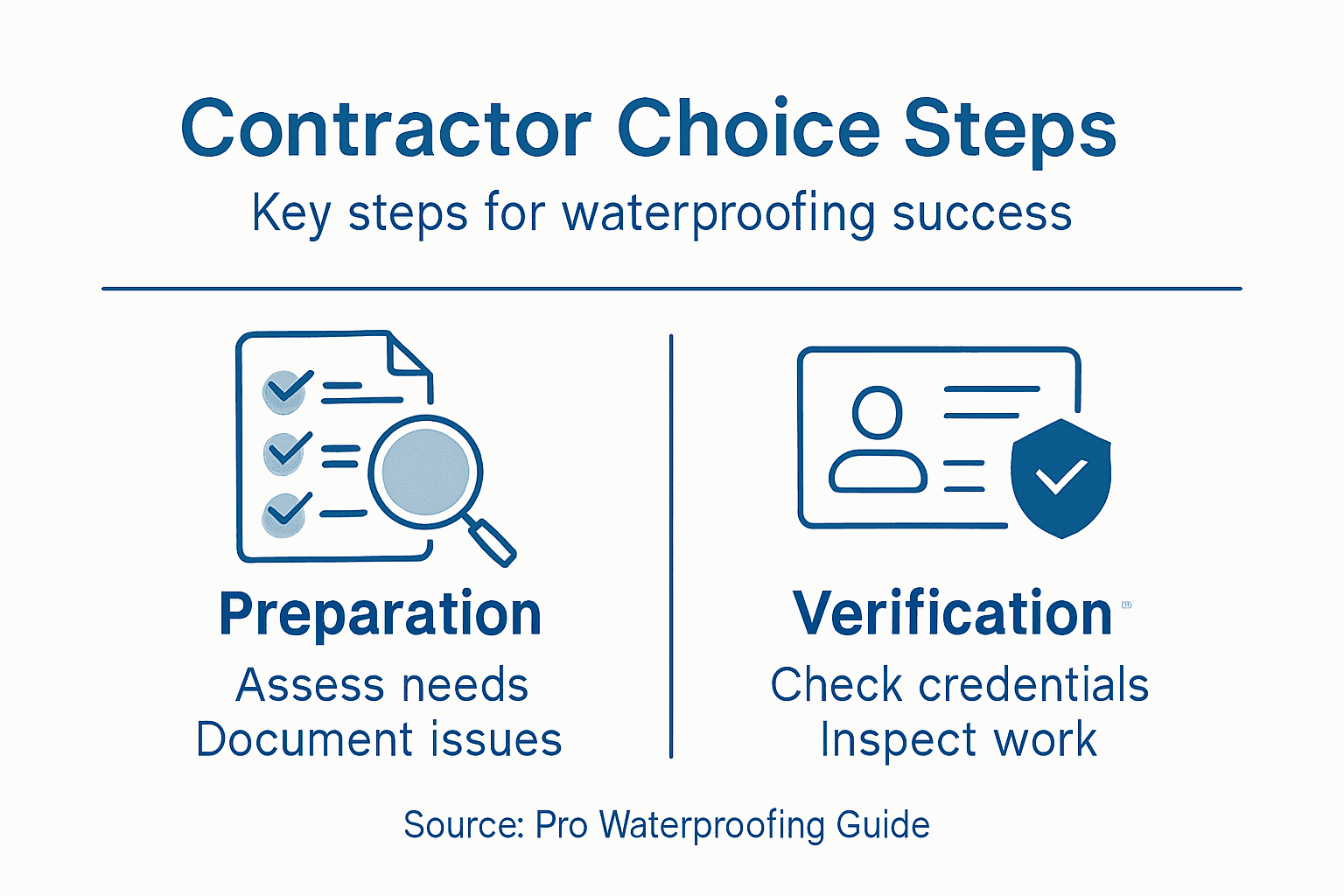 Infographic on contractor selection for waterproofing