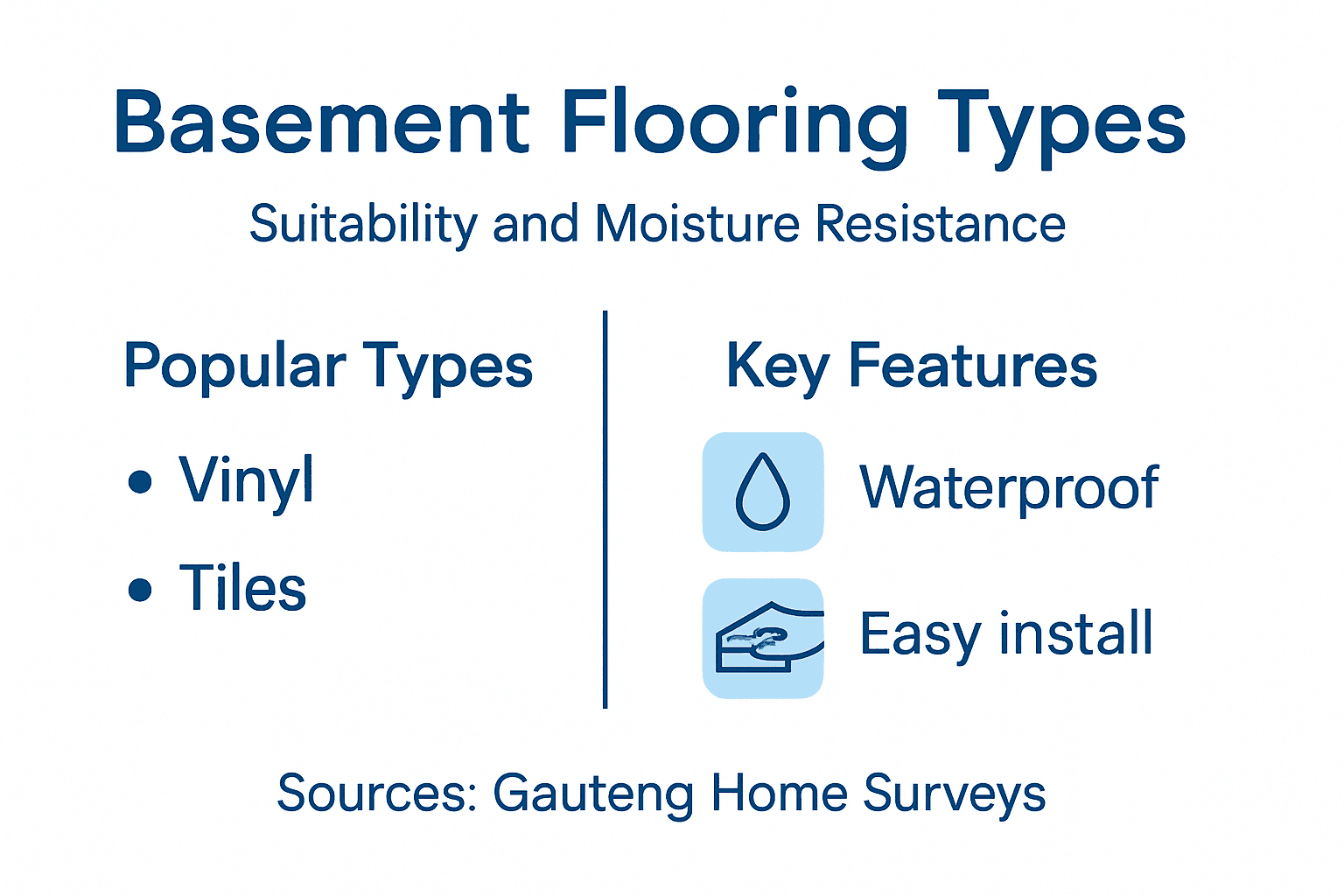 Infographic comparing basement flooring types
