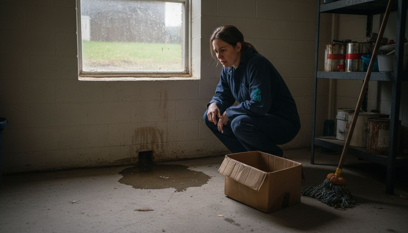 Homeowner finding water damage in basement