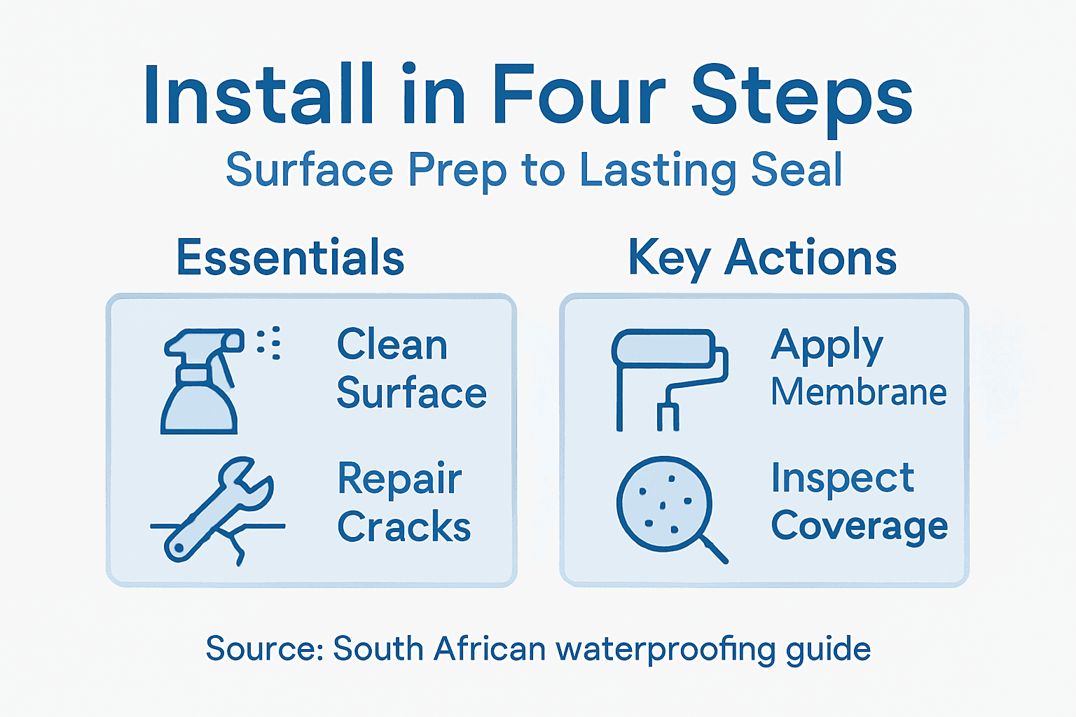 Infographic showing cold waterproofing installation steps