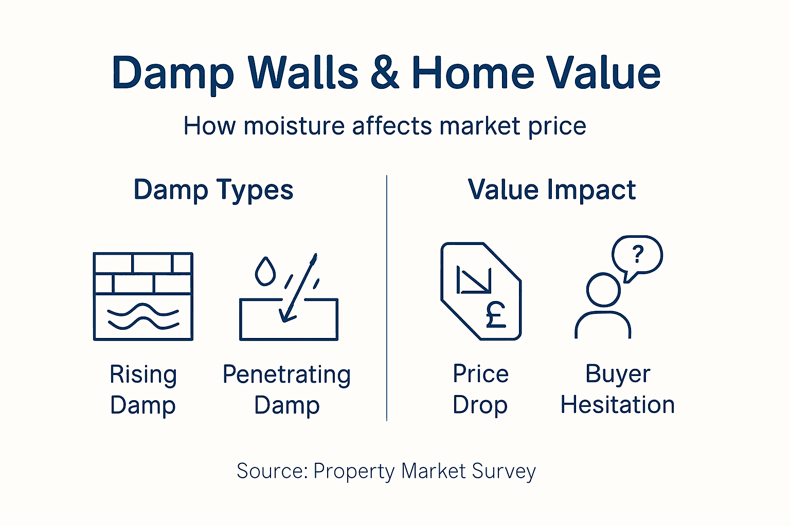 Infographic showing damp types and value impact