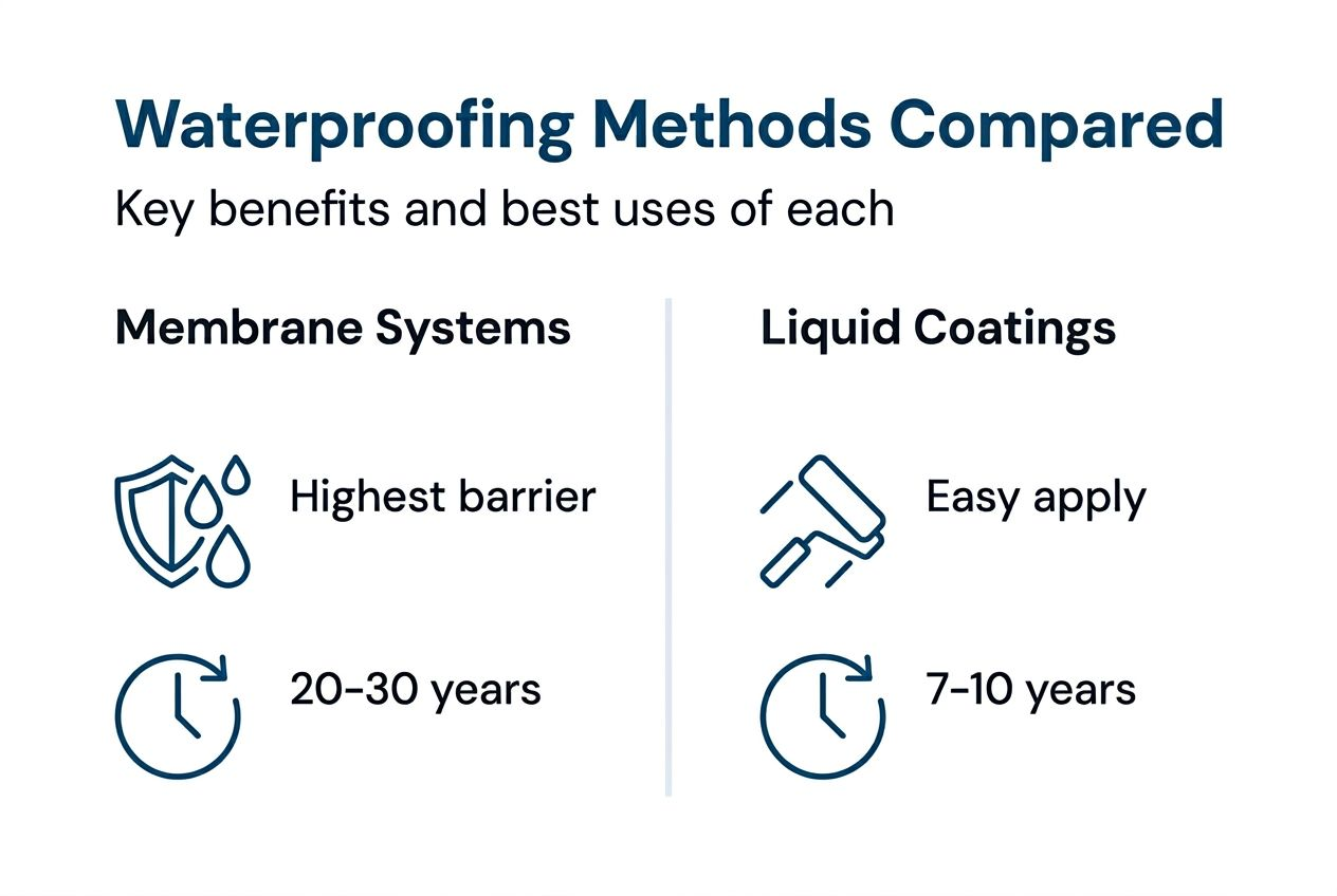 Infographic comparing waterproofing methods