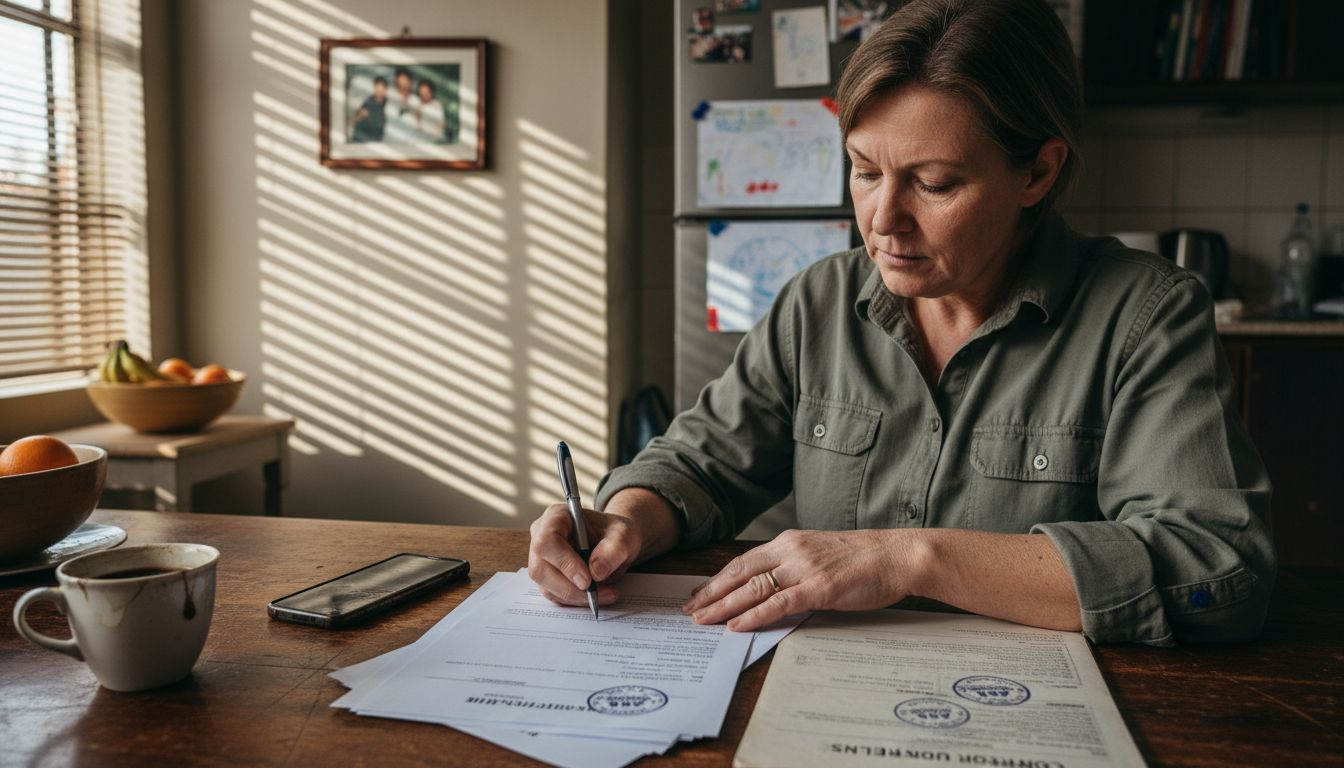 Homeowner signs waterproofing contractor paperwork