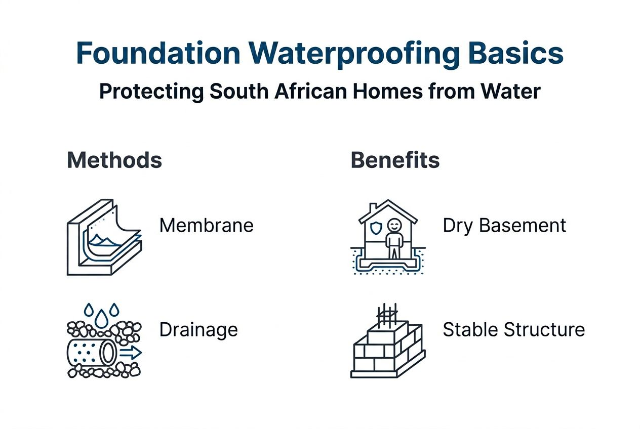 Infographic visualizing foundation waterproofing basics