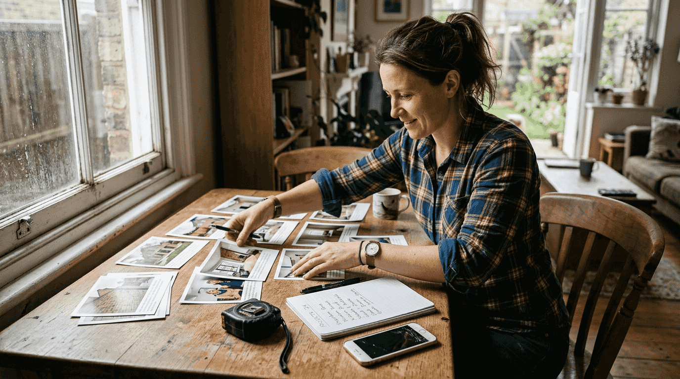 Builder showing completed home projects portfolio