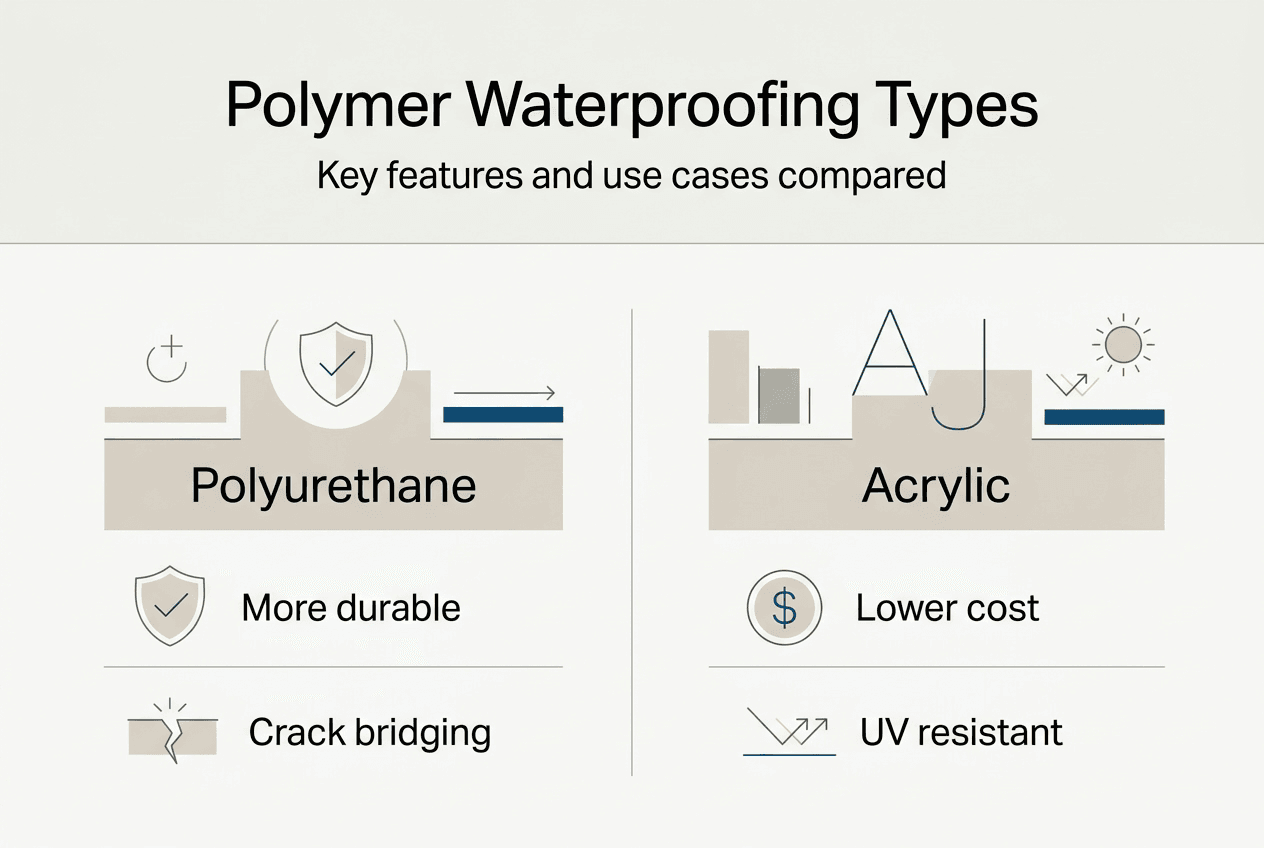 Infographic comparing polymer waterproofing types