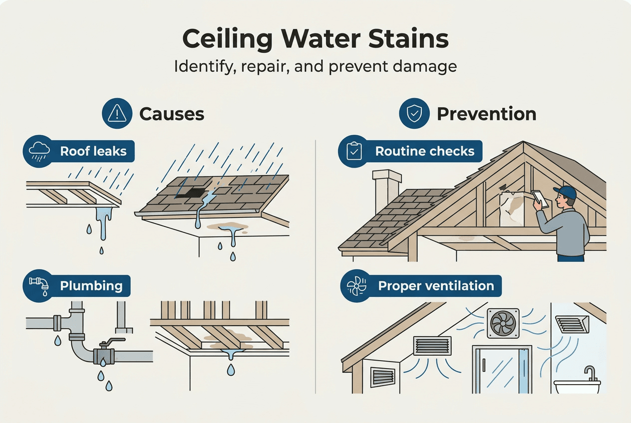 Infographic ceiling stain causes and prevention