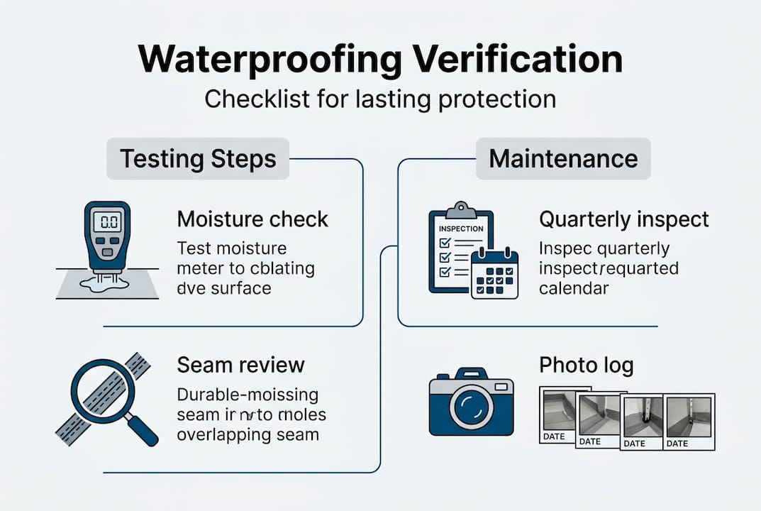 Waterproofing verification checklist infographic
