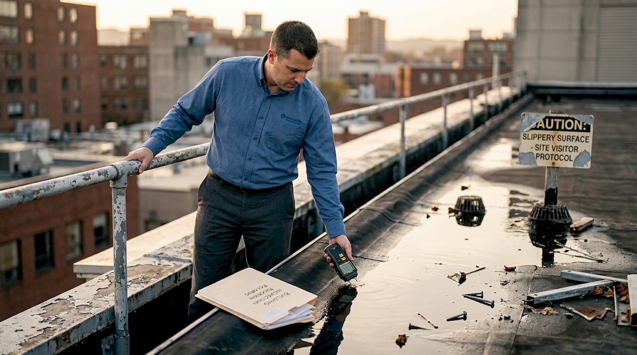 Manager testing membrane near ponded water