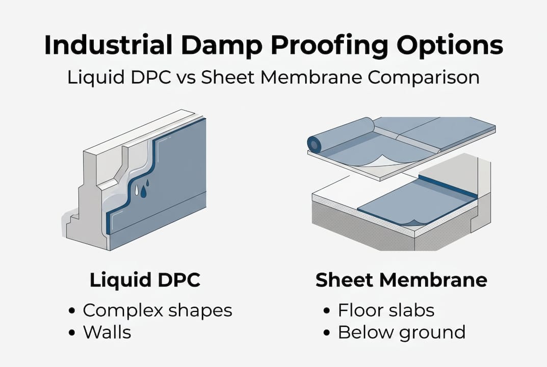 Infographic comparing industrial damp proofing methods
