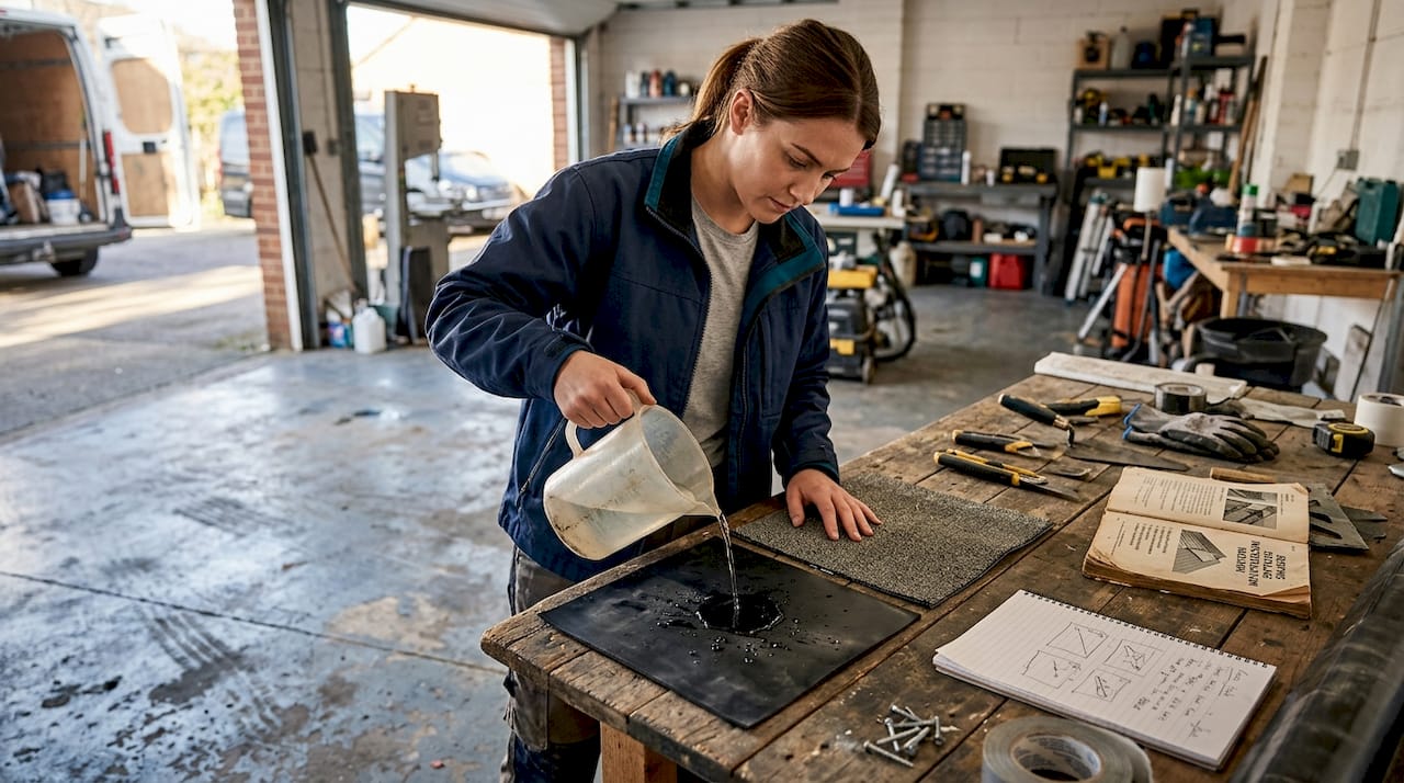 Contractor testing waterproofing methods side by side