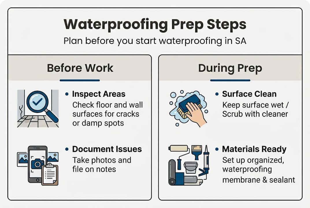 Preparation steps infographic for waterproofing