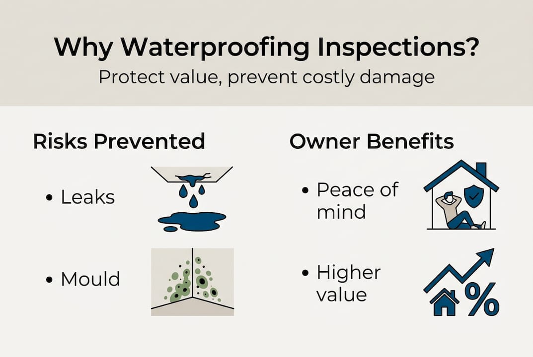 Infographic showing waterproofing risk prevention and benefits