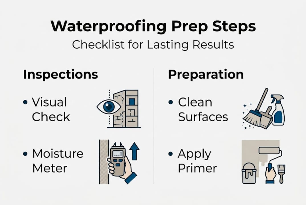 Infographic outlining key waterproofing prep steps