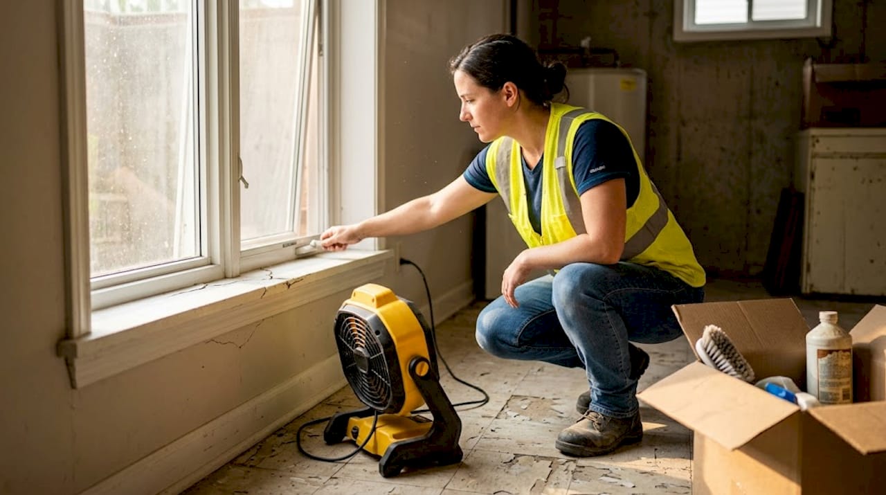 Contractor ventilating basement for preparation
