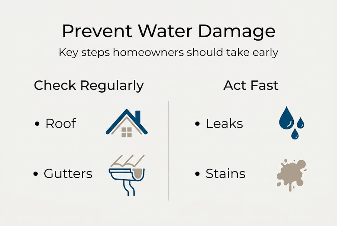 Infographic showing essential water damage prevention steps