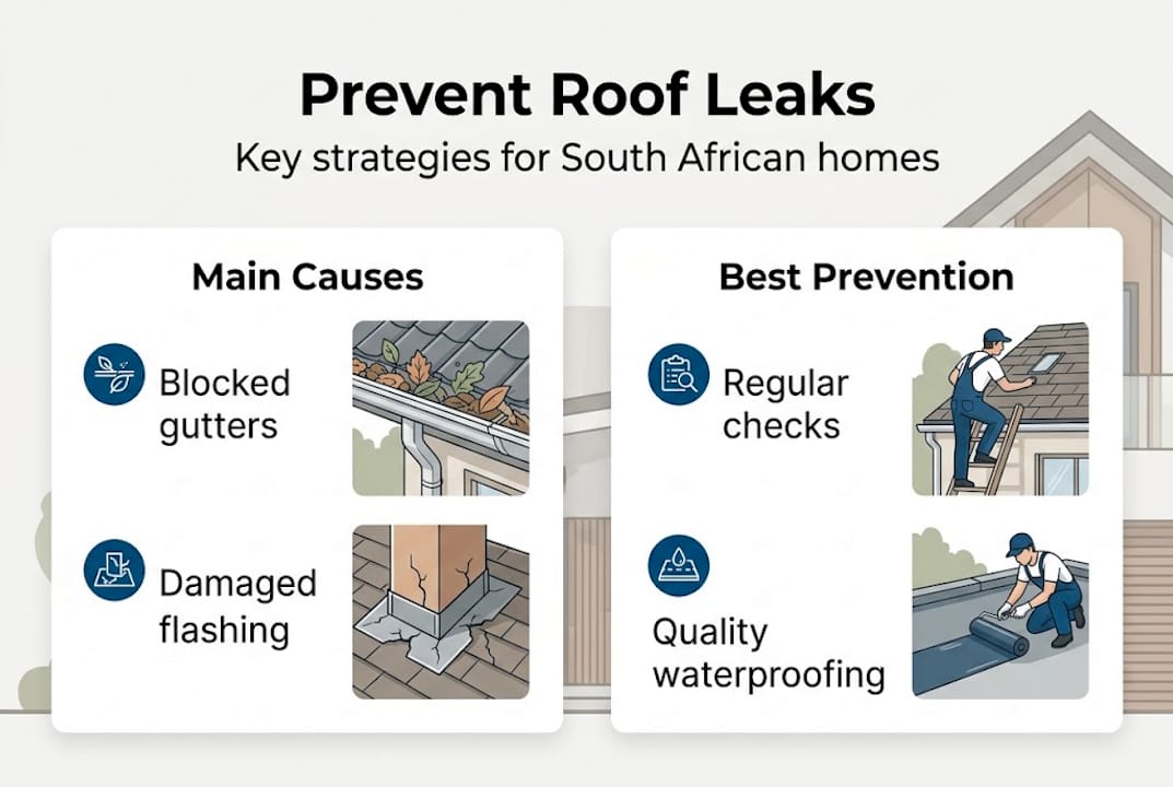 Infographic showing roof leak risks and solutions