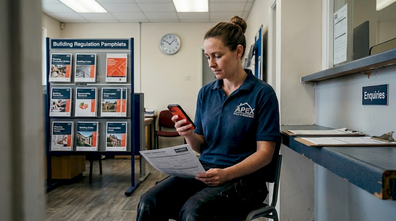 Contractor waits with NHBRC form in office