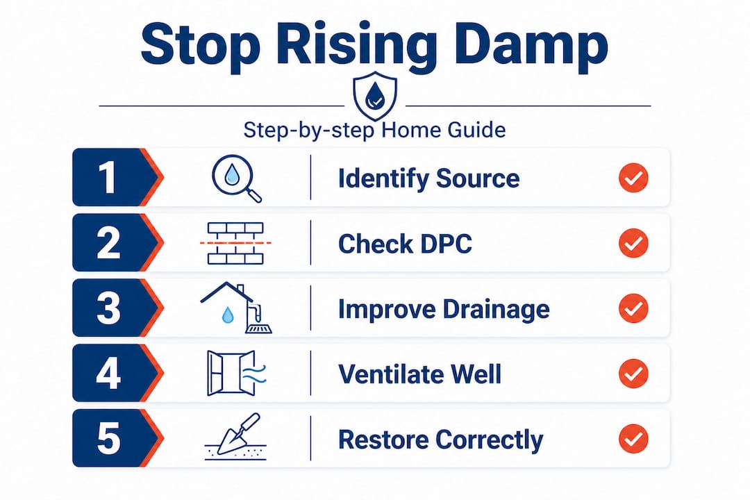 Infographic shows steps to prevent rising damp