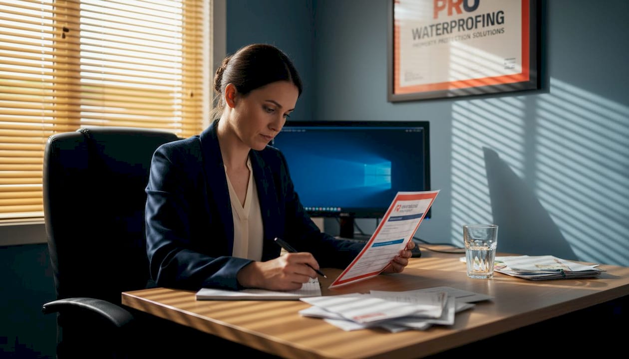 Property owner reviewing public liability insurance certificate