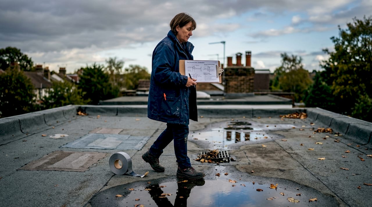 Walking roof checking for ponding water