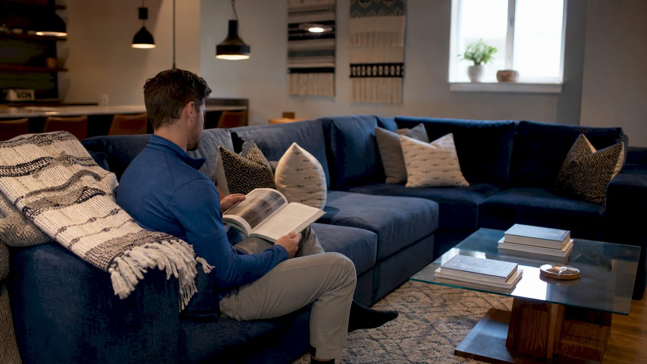 Cozy modern basement living area
