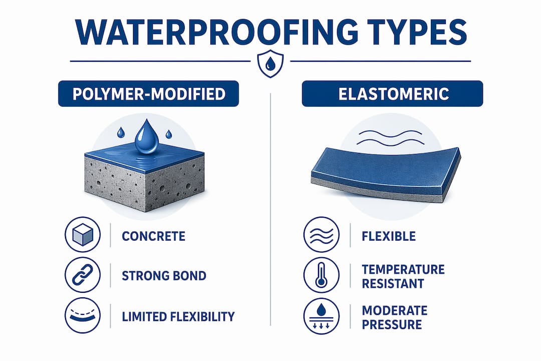 Infographic comparing waterproofing chemical types