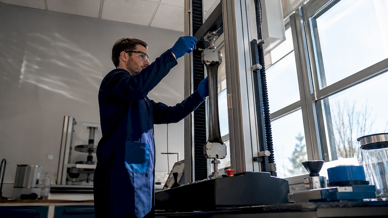 Testing tensile strength of membrane sample
