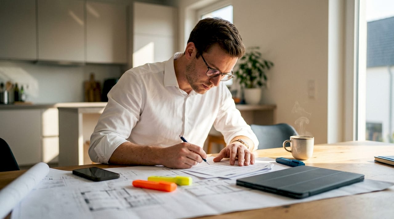 Investor reviewing waterproofing due diligence documents