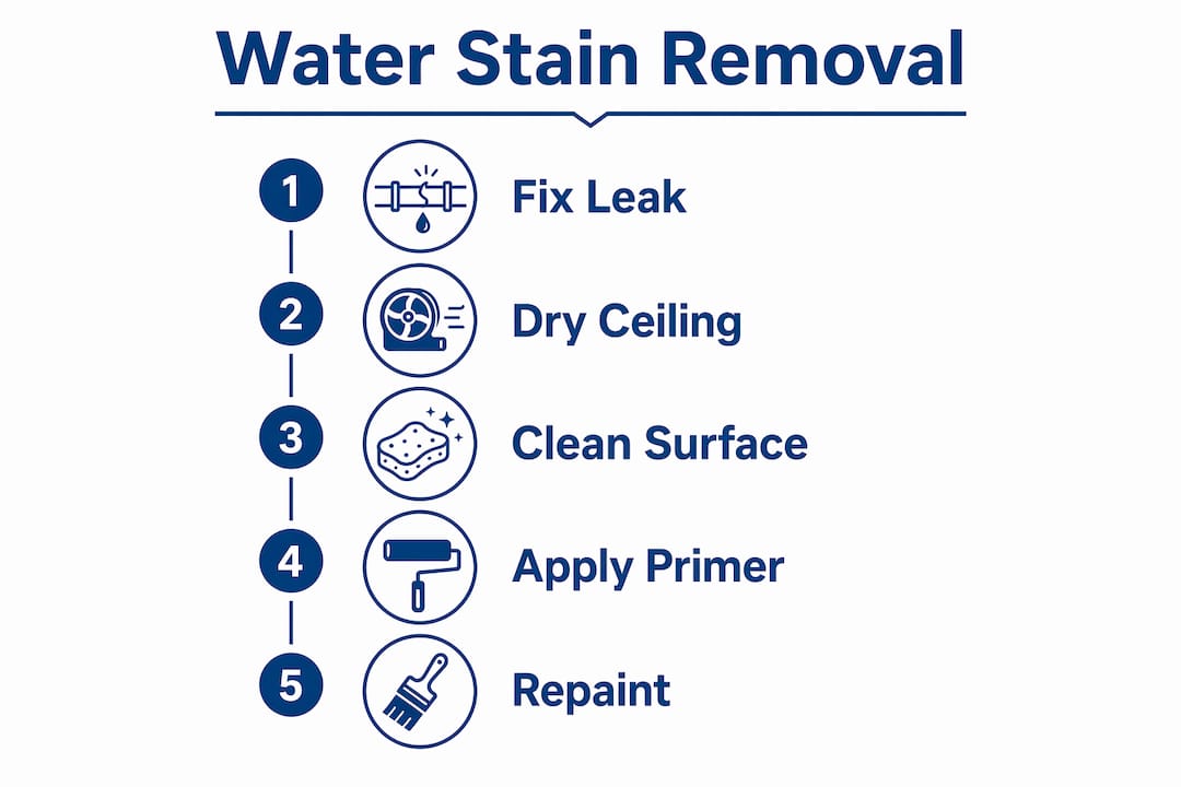 Infographic outlining water stain removal steps
