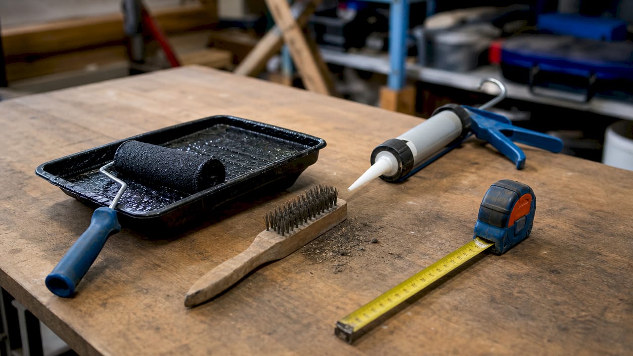 Waterproofing tools arranged for basement wall treatment