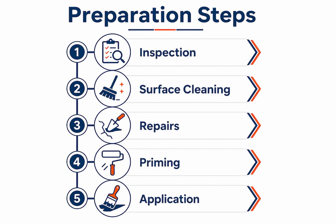 Infographic showing waterproofing preparation steps