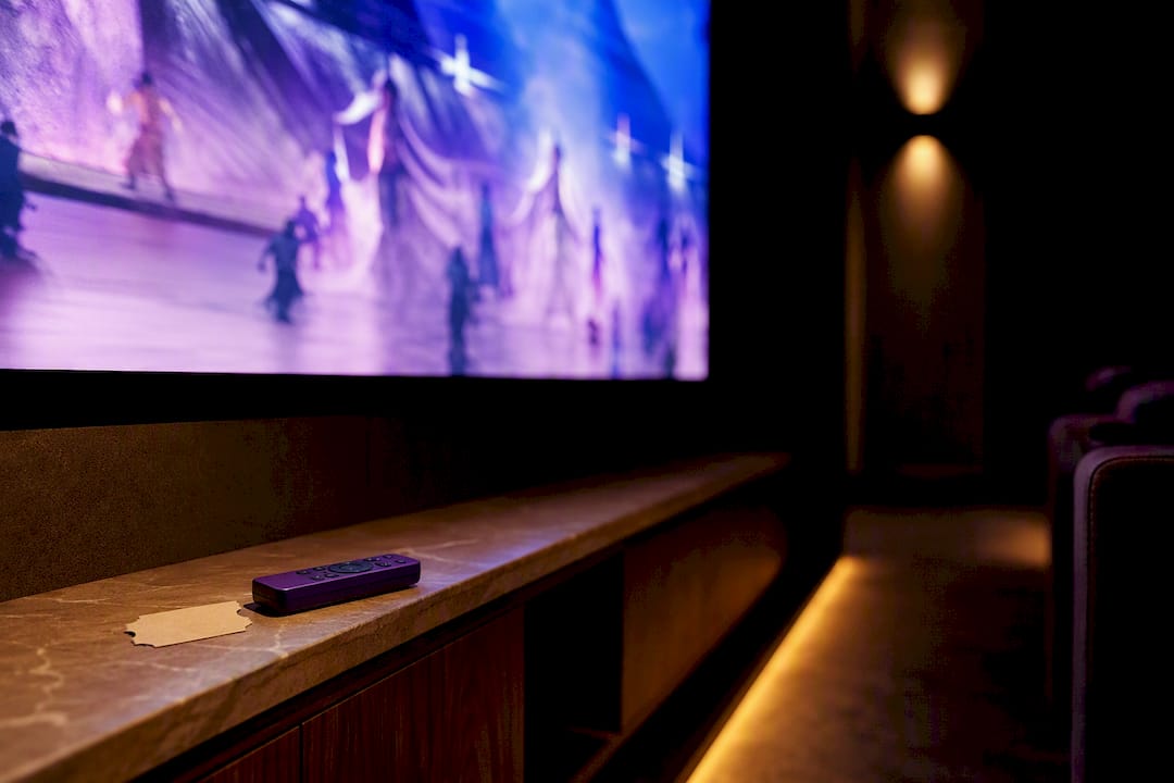Streaming TV advertisement in screening room