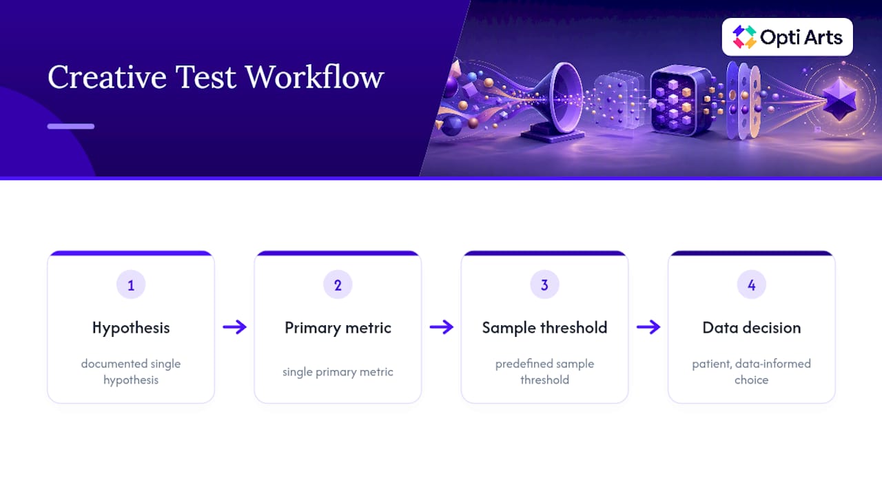 Four-stage creative testing decision flow