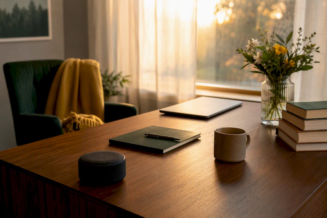 Smart speaker symbolizing AI automation