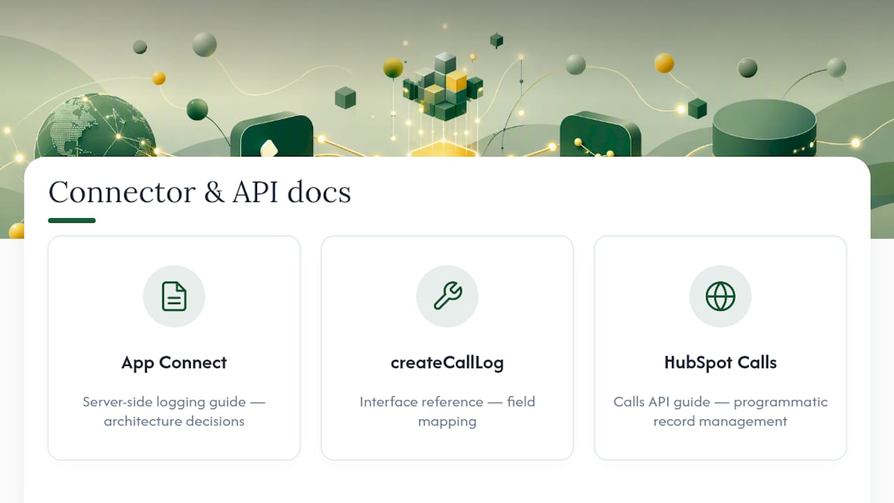 Where to go for connector and API documentation — overview diagram
