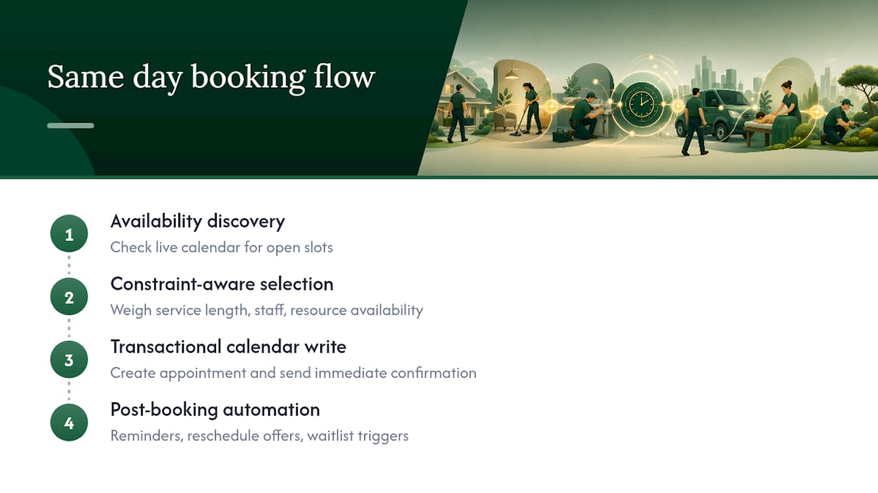 Four-step same day booking workflow