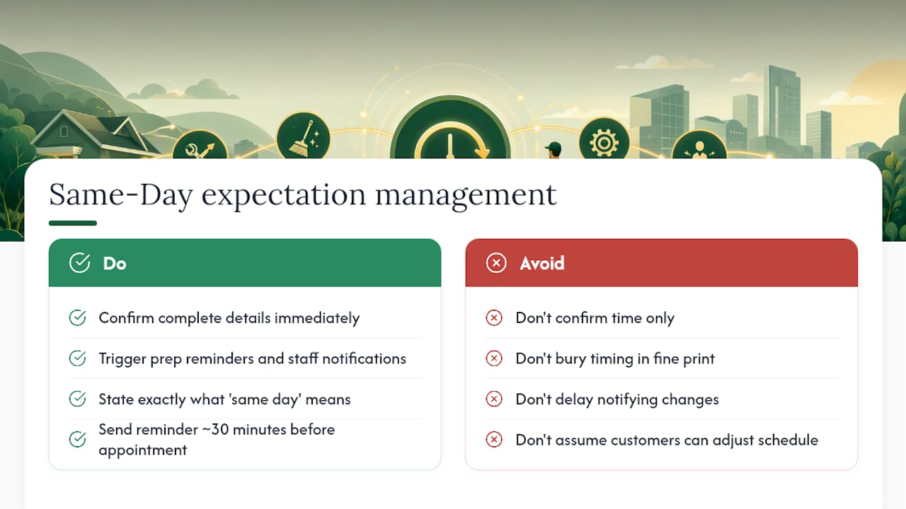 Managing expectations when the appointment is today — overview diagram