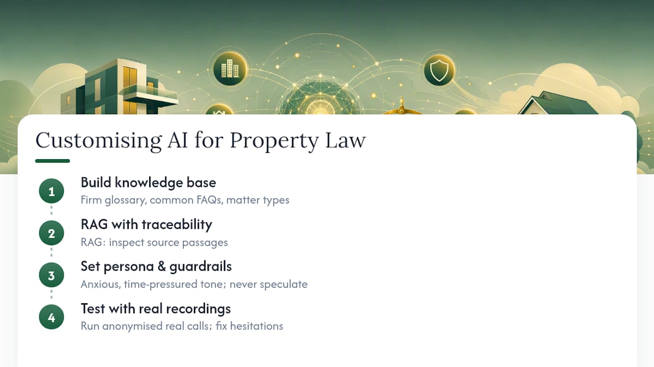 Customising the AI for property law language and clients — overview diagram