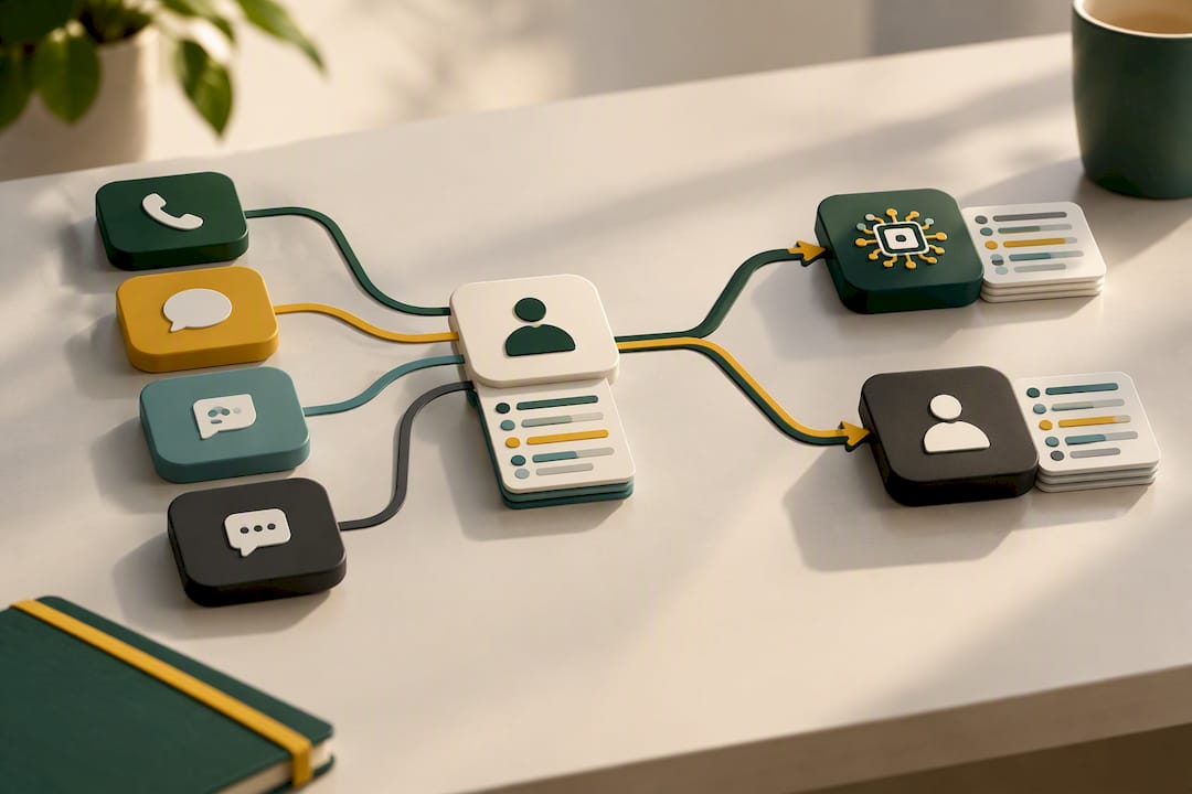 Illustrated customer conversation routing and handoff