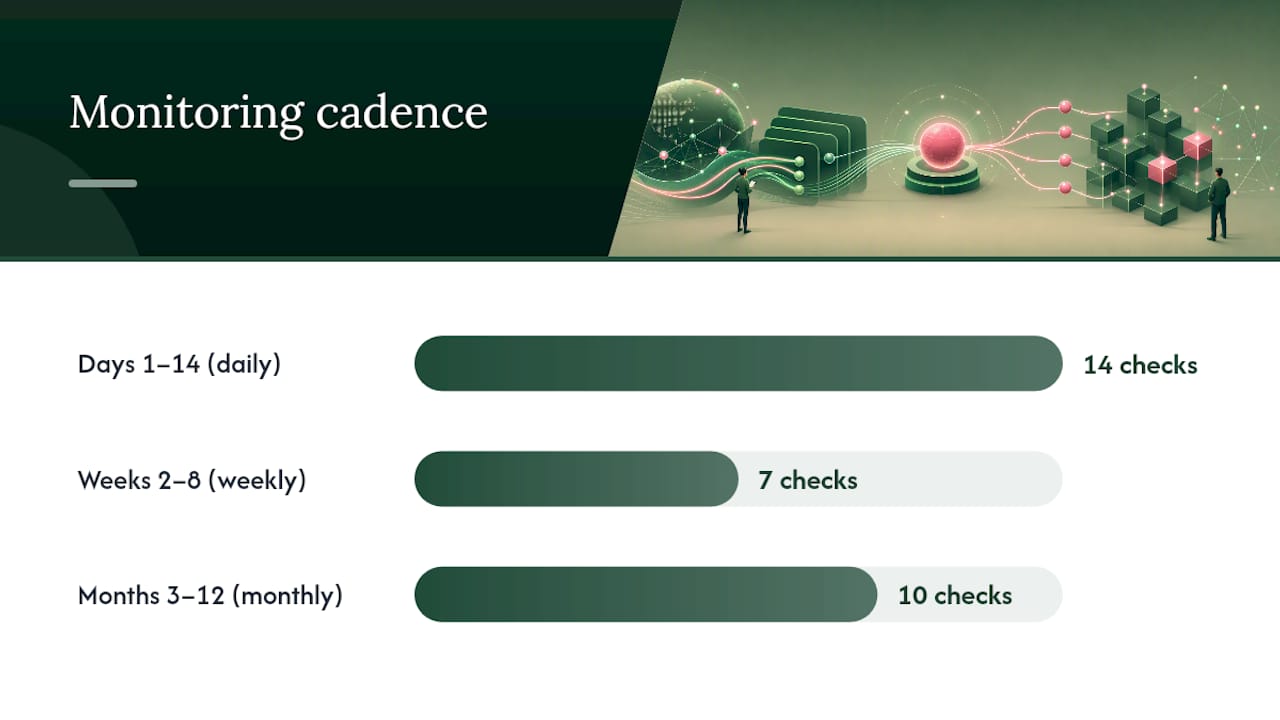 SEO migration monitoring cadence timeline