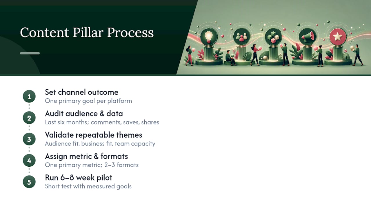 Five-step content pillar planning process