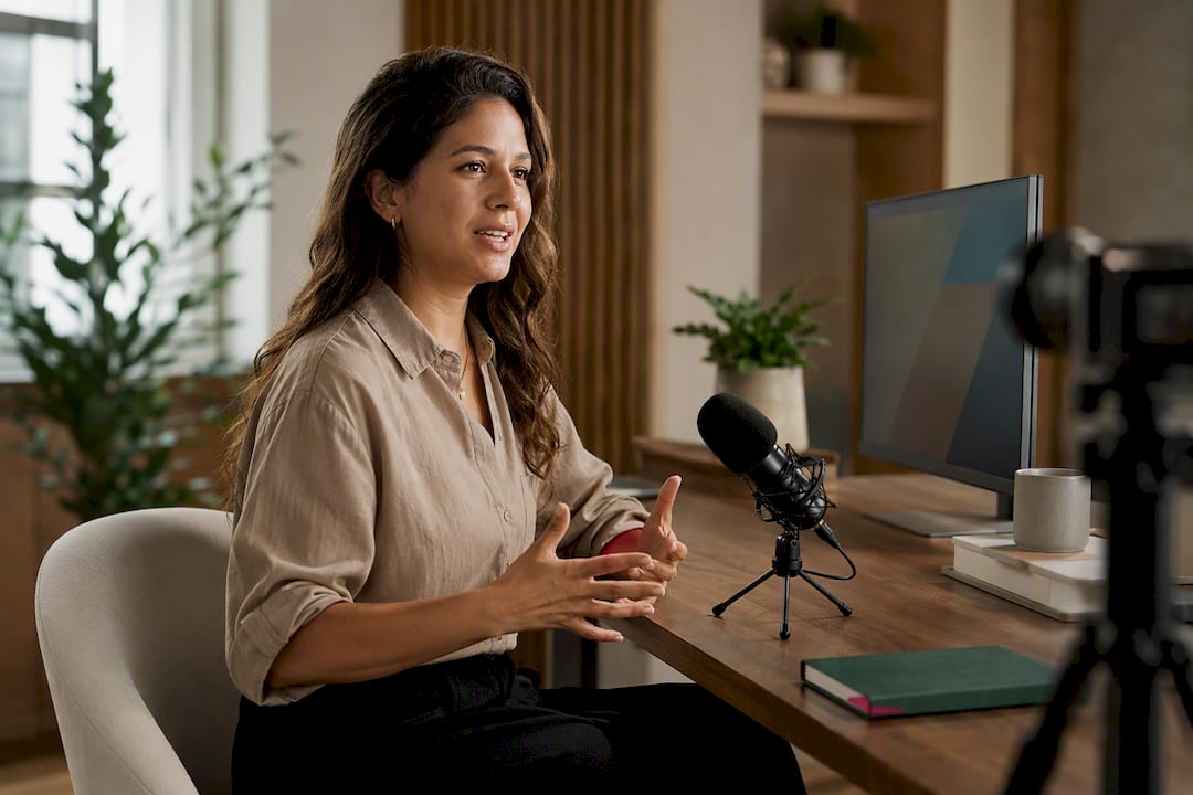 Employee recording a role introduction video