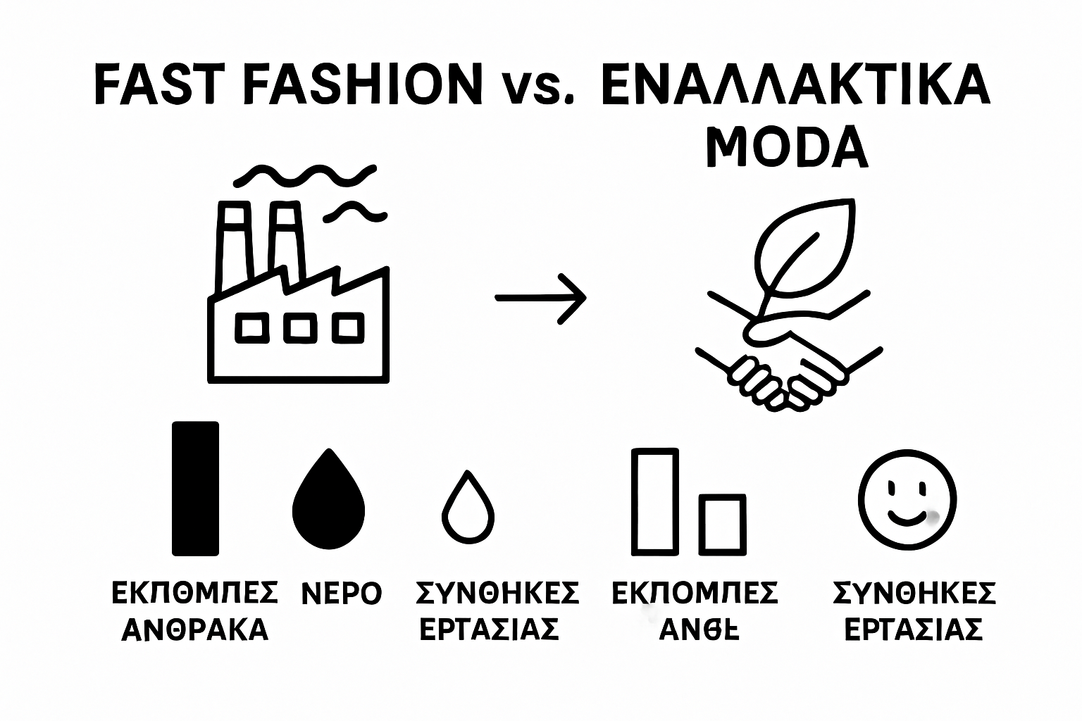 Infographic comparing fast fashion and sustainable fashion on key metrics