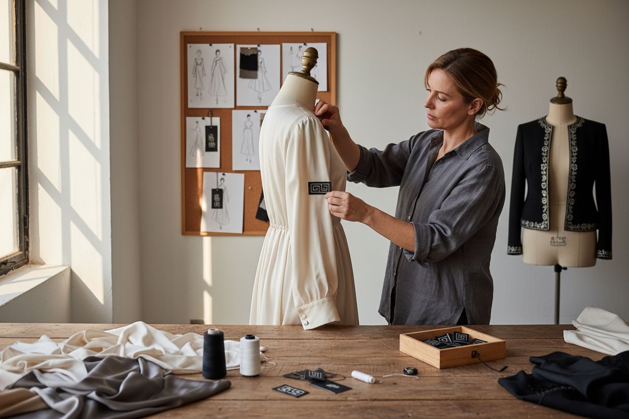 designer making branded clothes